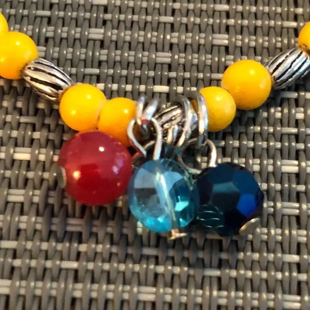 GIRLS: Yellow Multi-Colored Dangly Charm Bracelet